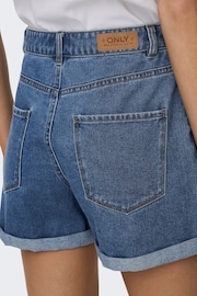 ONLY Mid Blue High Waisted Denim Mom Shorts - Image 3 of 7