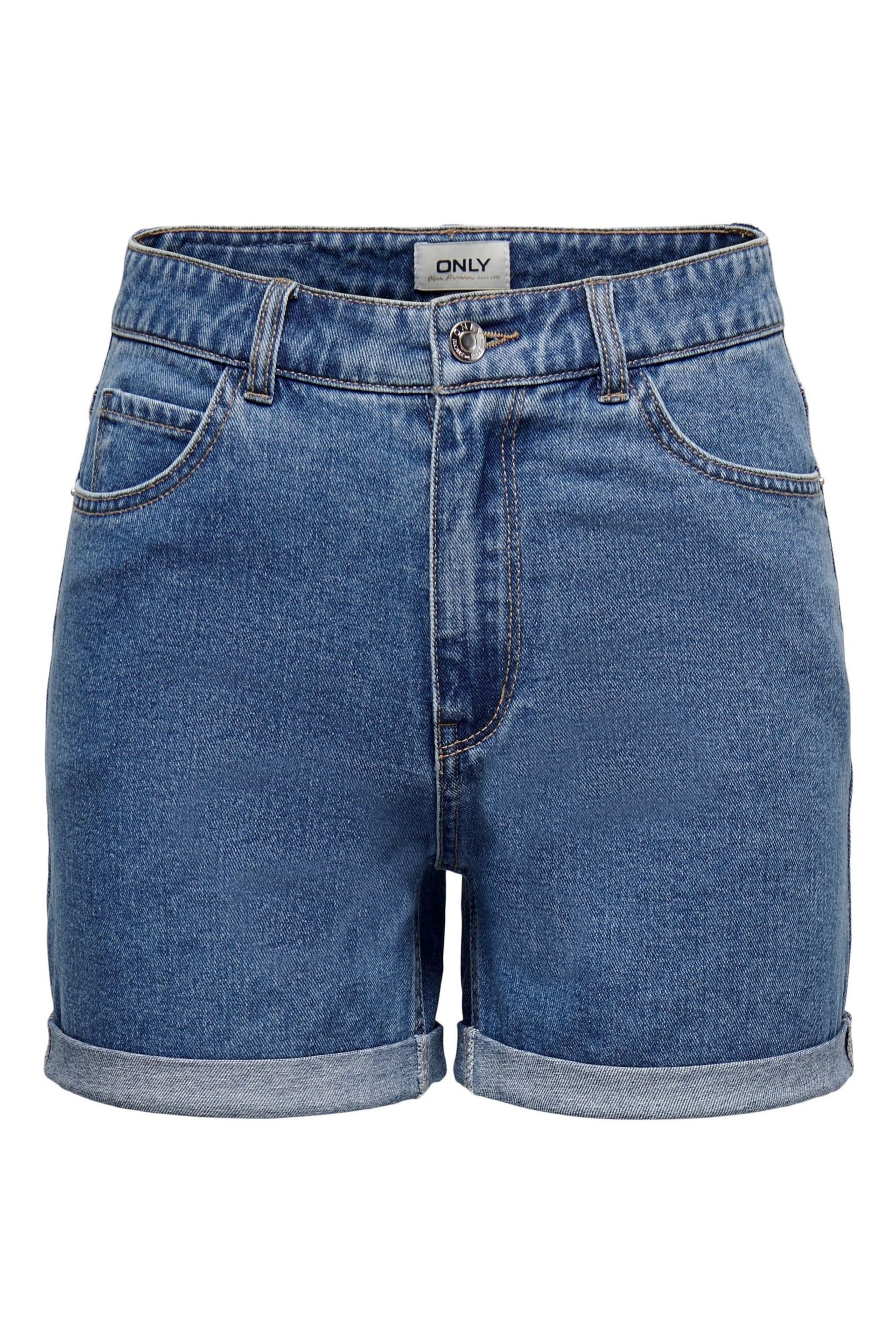 ONLY Mid Blue High Waisted Denim Mom Shorts - Image 6 of 7