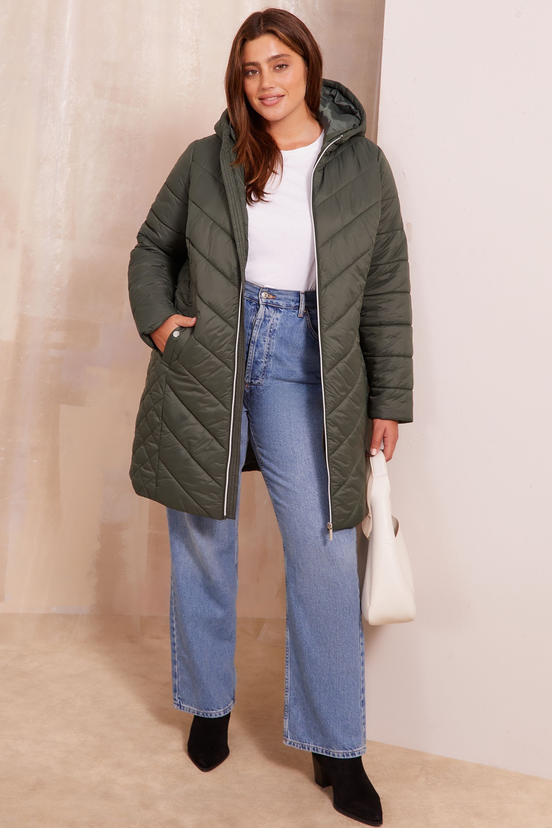 Mid length quilted jacket hotsell