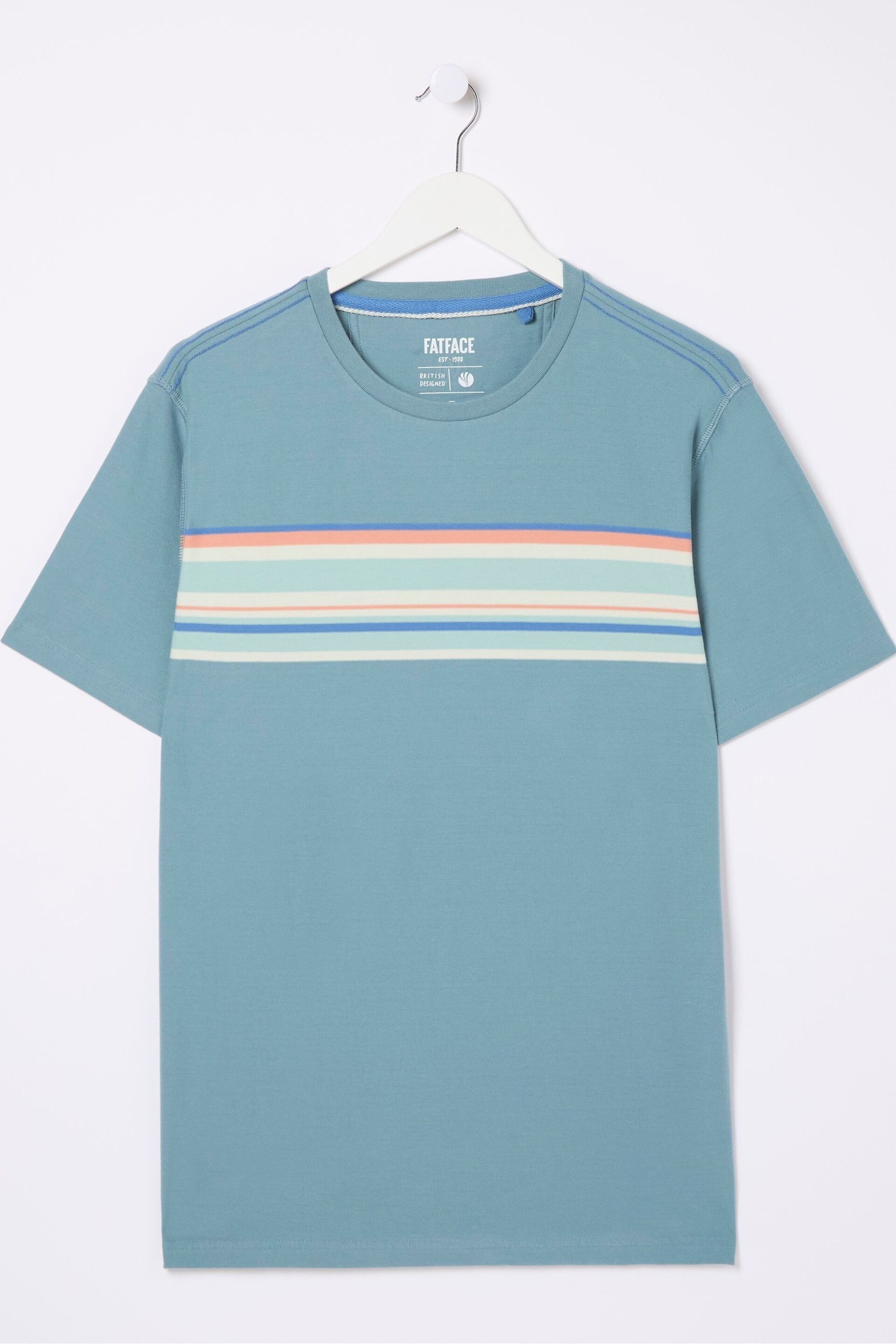 FatFace Blue Chest Stripe T-Shirt - Image 5 of 5