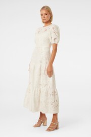 Forever New White Pure Linen Lottie Broderie Midi Dress - Image 4 of 5