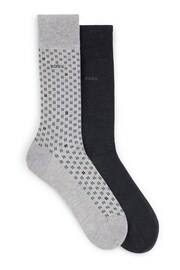 BOSS Grey Multi Regular Length Logo 2 Pack Socks - Image 1 of 3
