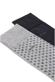 BOSS Grey Multi Regular Length Logo 2 Pack Socks - Image 2 of 3