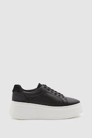 Reiss Black Connie Platform Leather Trainers - Image 1 of 5