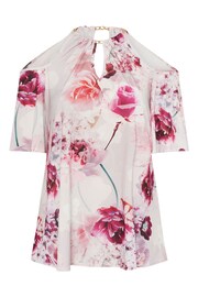 Top con estampado floral y cadena con hombro descubierto YOURS LONDON de Yours Curve - Imagen 6 de 6