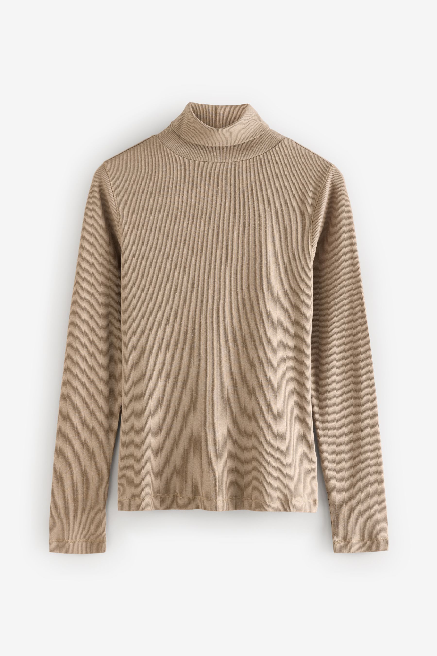 Buy Neutral Long Sleeve Ribbed Roll Neck Top from the Next UK online shop