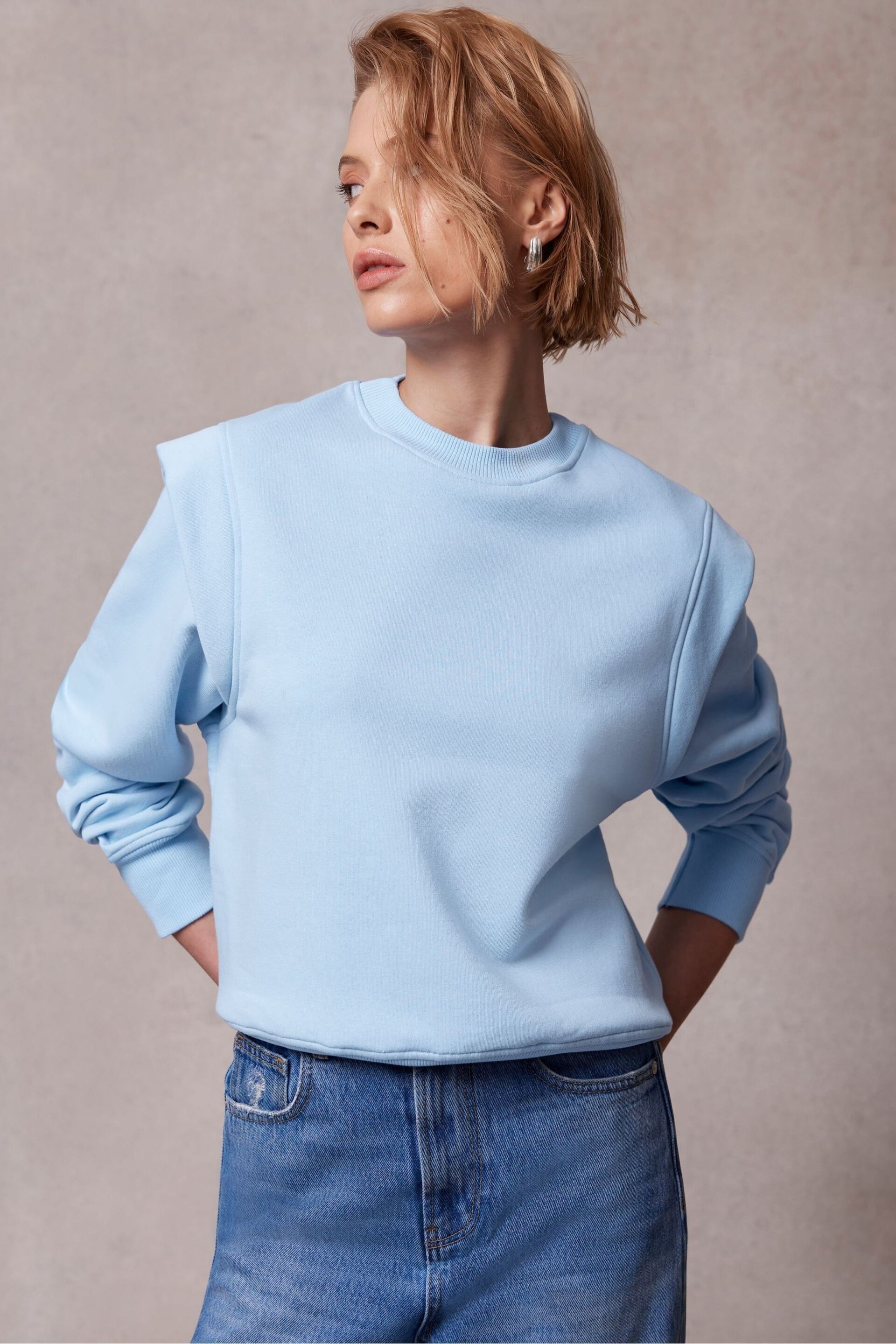 Mint Velvet Blue Cotton Sweatshirt - Image 1 of 4
