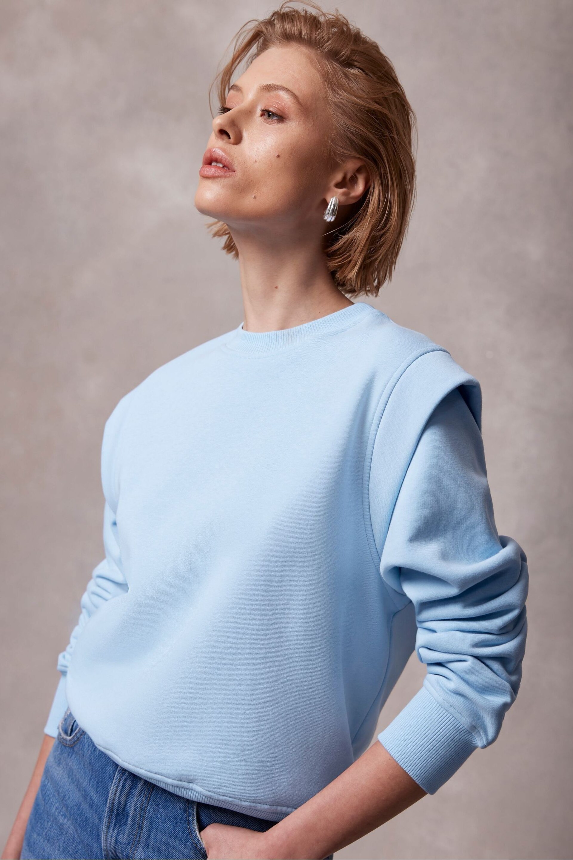 Mint Velvet Blue Cotton Sweatshirt - Image 2 of 4