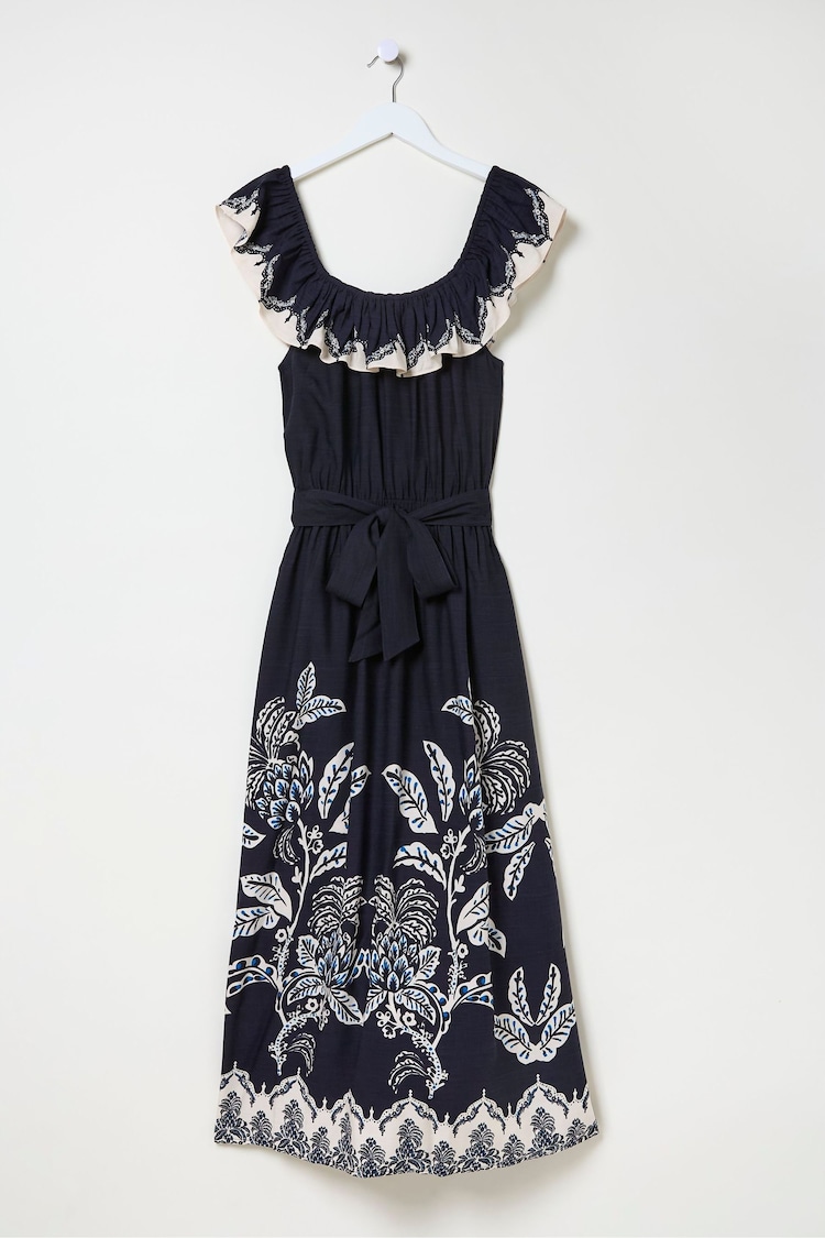 FatFace Ezra Blue Damask Midi Dress - Image 7 of 7