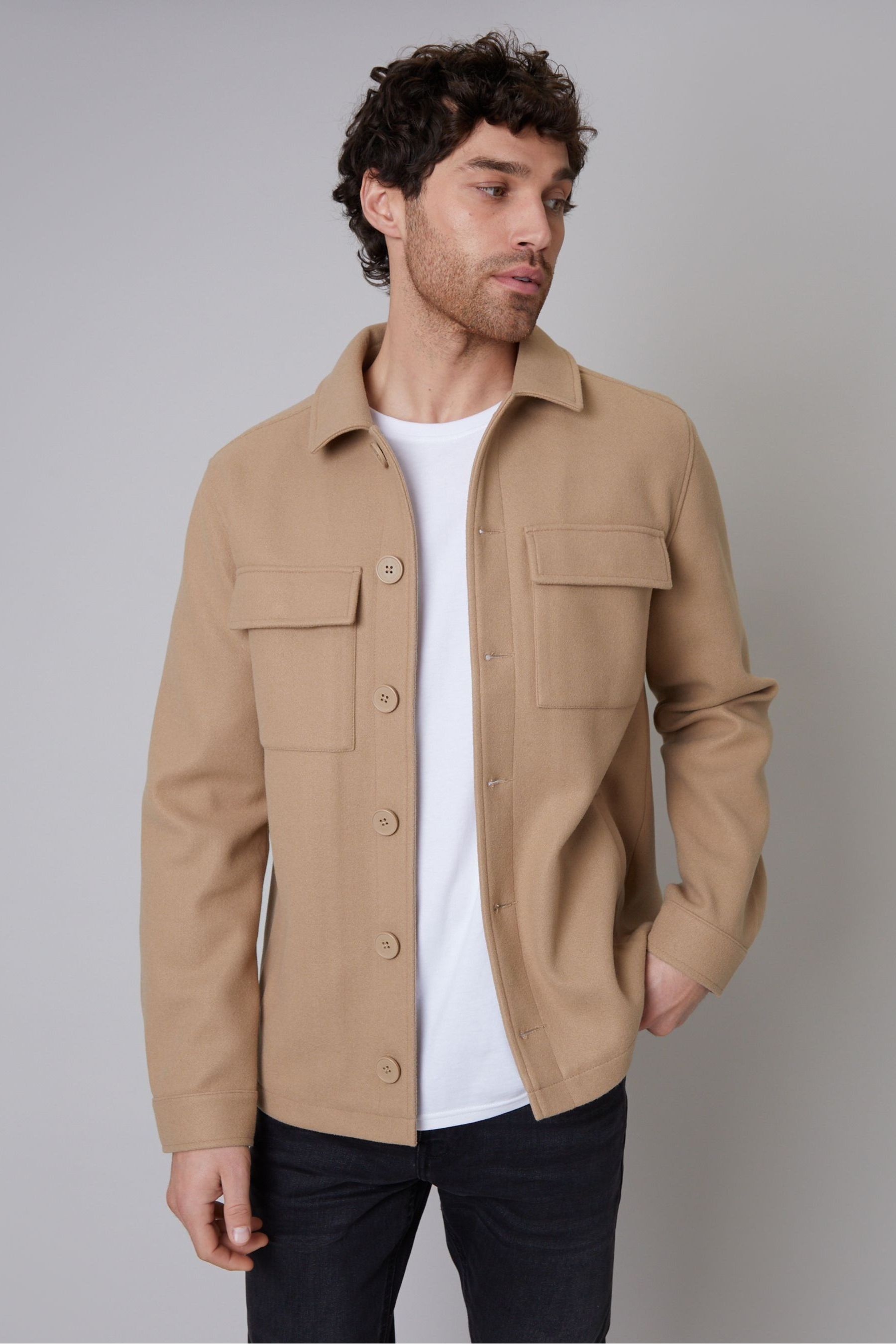 Men's Brown Button Down Shacket