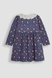 JoJo Maman Bébé Purple Toadstool Floral Broderie Collar Dress - Image 2 of 3