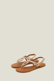 Accessorize Brown/Gold/Silver Plaited Loop Leather Sandals - Image 2 of 3