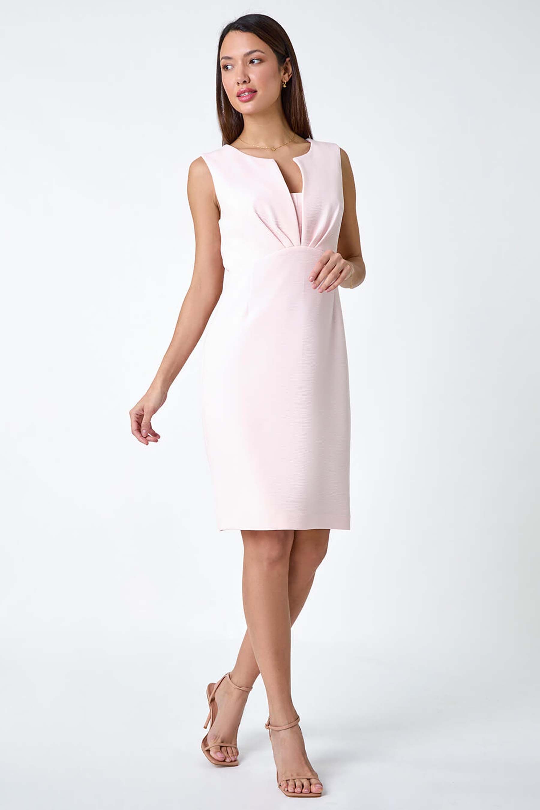 Buy Roman Pink Sleeveless Textured Bodycon Dress from the Next UK online shop