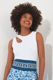 Joe Browns White Asymmetric Cut Out Ribbed Vest Top - Image 1 of 5