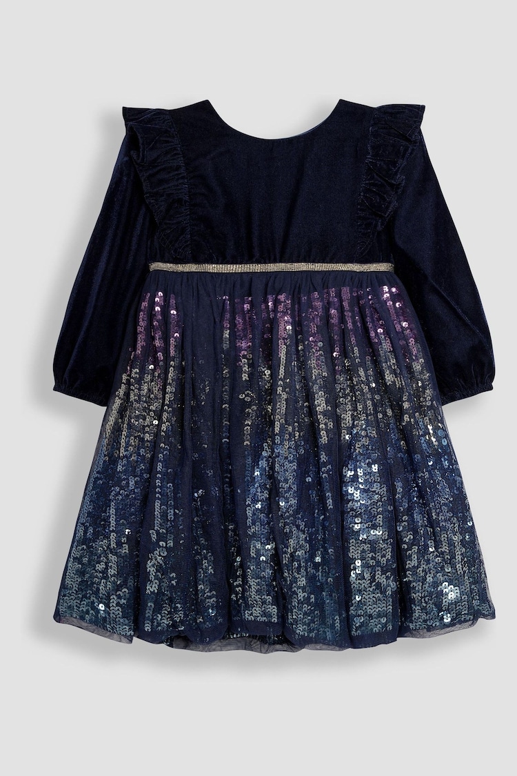 JoJo Maman Bébé Navy Blue Sequin Party Dress - Image 1 of 4