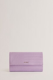 Ted Baker Purple Abbiiss Croc Effect Travel Wallet - Image 1 of 4