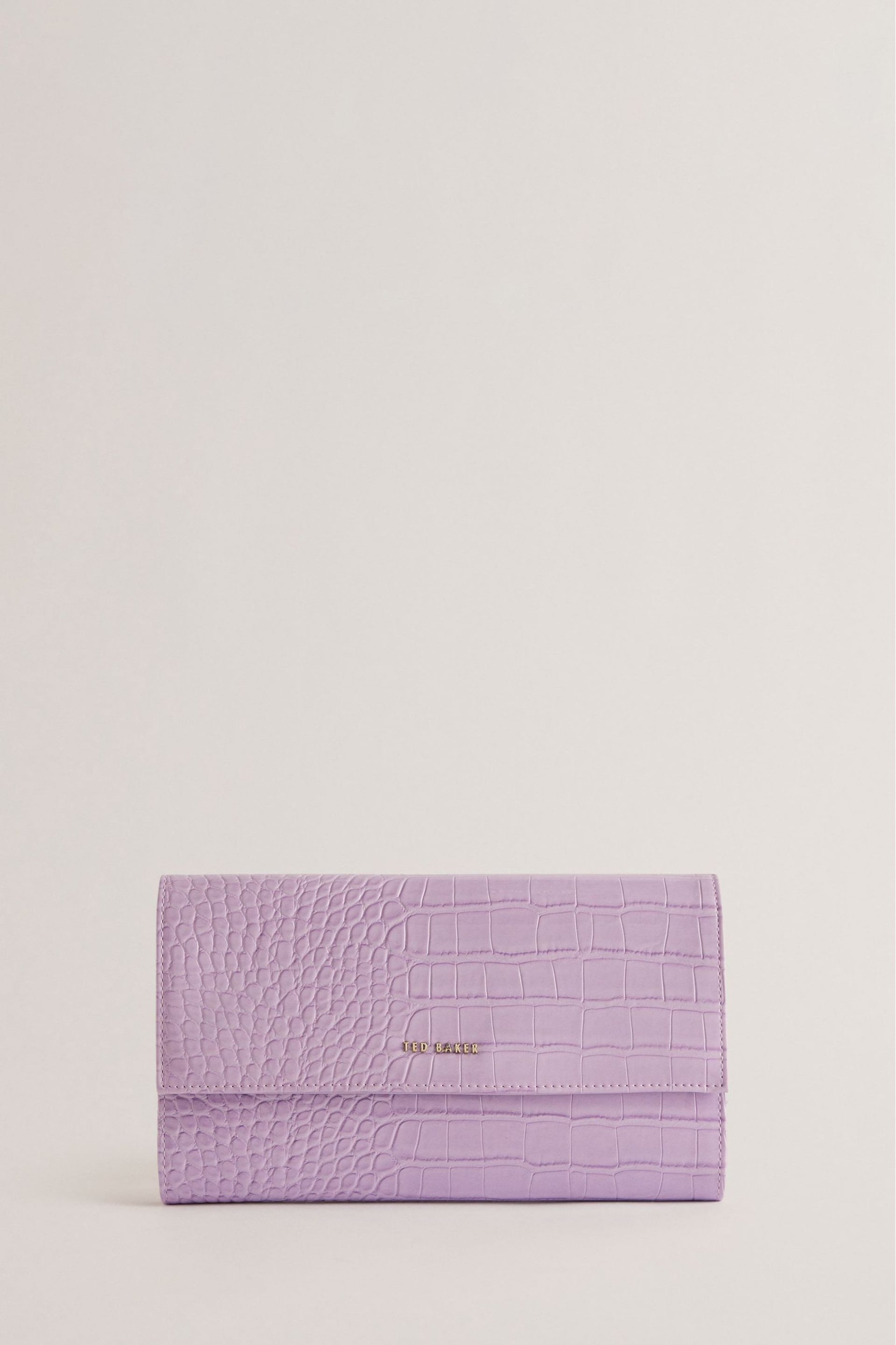 Ted Baker Purple Abbiiss Croc Effect Travel Wallet - Image 1 of 4