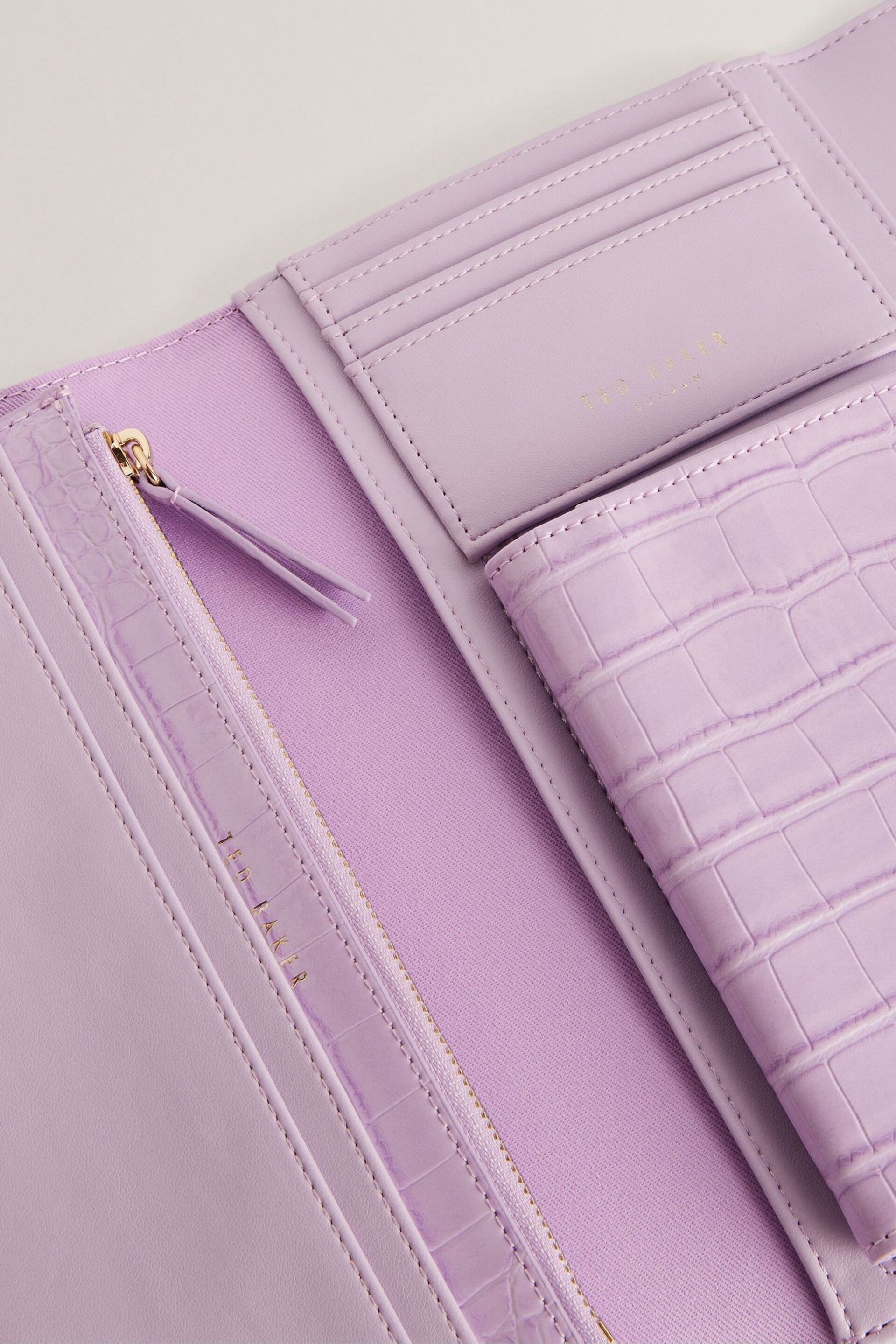 Ted Baker Purple Abbiiss Croc Effect Travel Wallet - Image 3 of 4