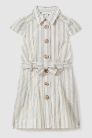 Reiss Blue Selena Senior Cotton-Silk Striped Dress - Image 2 of 5