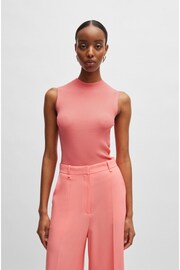 BOSS Pink Slim Fit Rib Sleeveless Knitted Top - Image 1 of 5