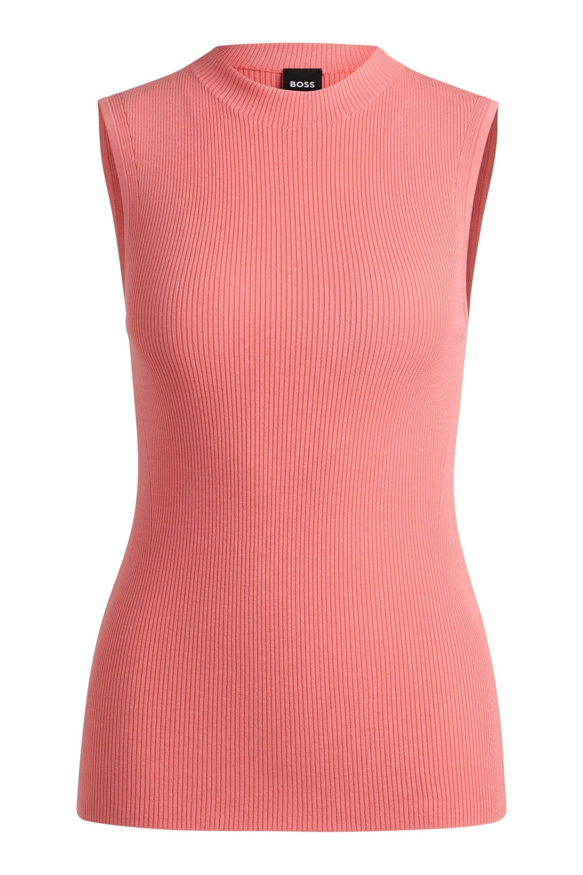BOSS Pink Slim Fit Rib Sleeveless Knitted Top - Image 5 of 5