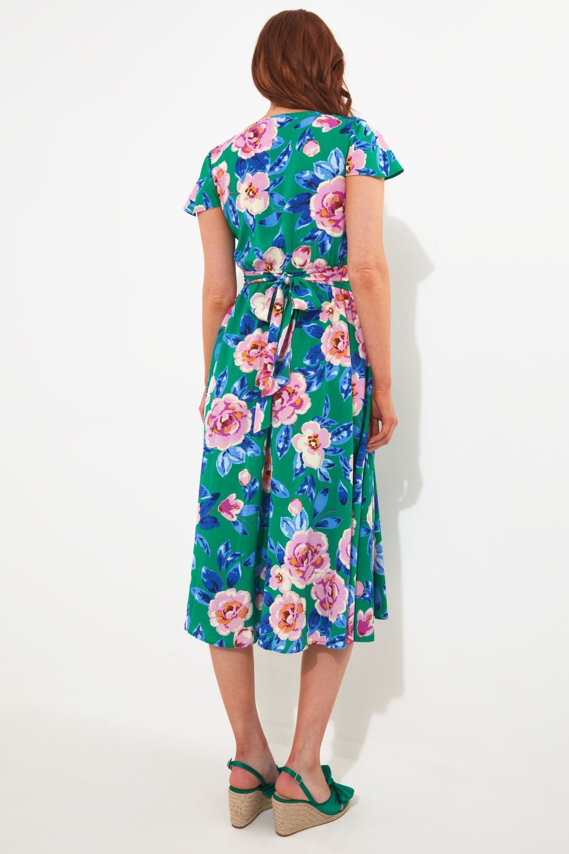 Joe Browns Light Green Vintage Floral Print Button Through Midi Dress - Image 3 of 7