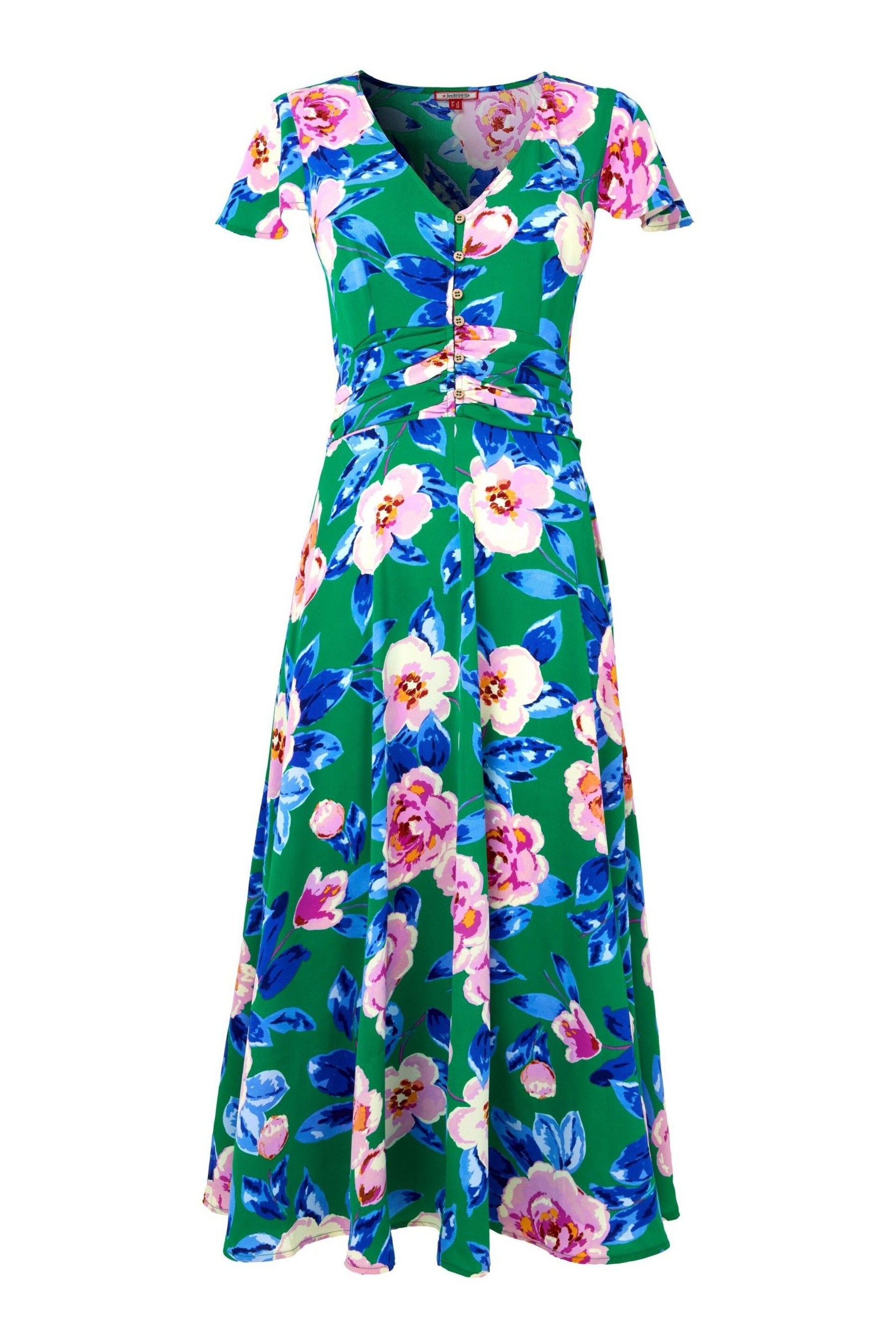 Joe Browns Light Green Vintage Floral Print Button Through Midi Dress - Image 7 of 7