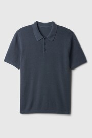 Gap Blue Cotton Textured Short Sleeve Polo Shirt - Image 4 of 4