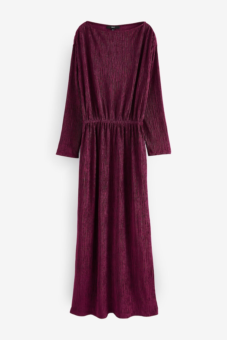 Berry Red Long Sleeve Velvet Maxi Dress - Image 5 of 5