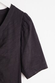 Oliver Bonas Black Button Up Ruched Jersey Shirt - Image 6 of 7