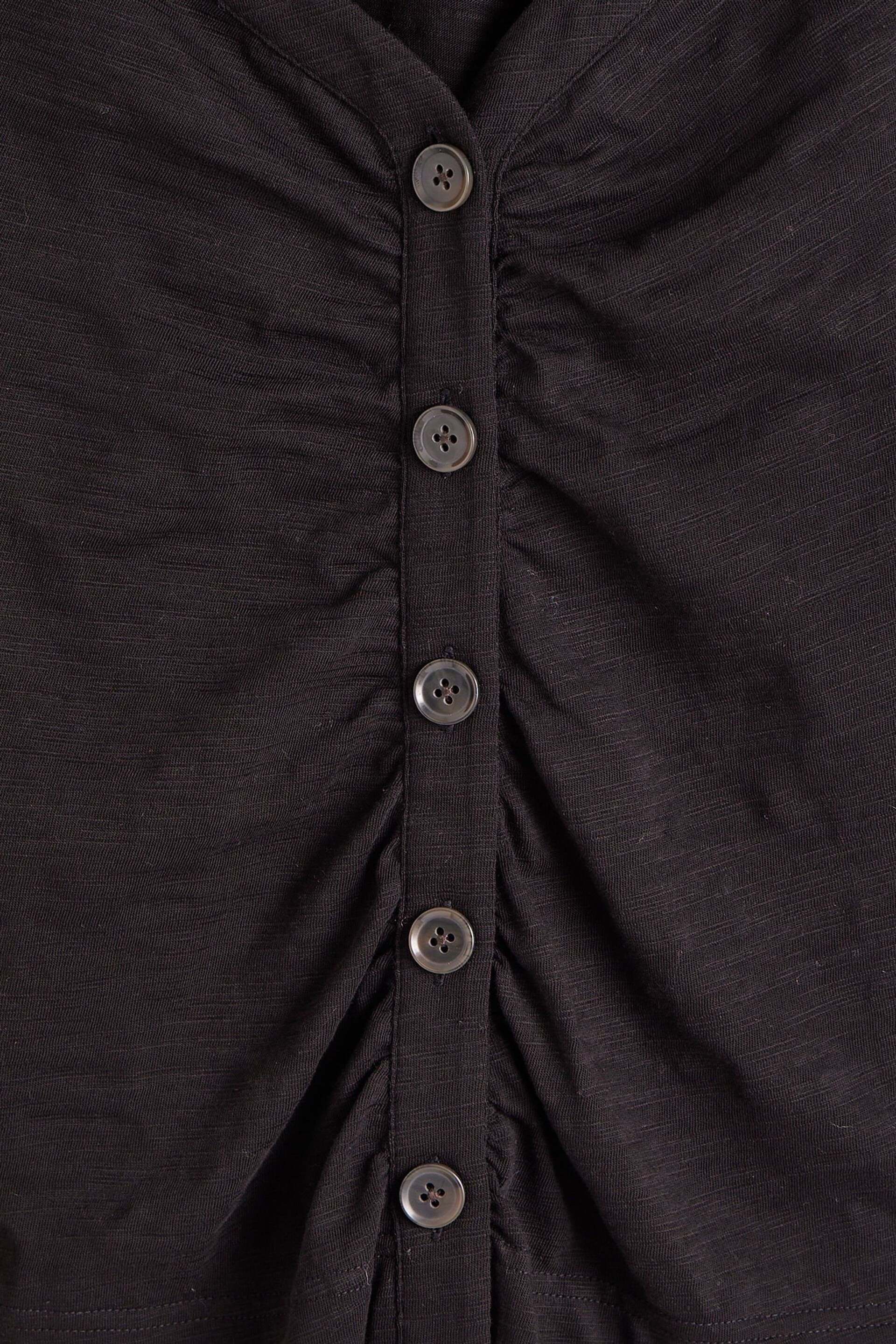 Oliver Bonas Black Button Up Ruched Jersey Shirt - Image 7 of 7