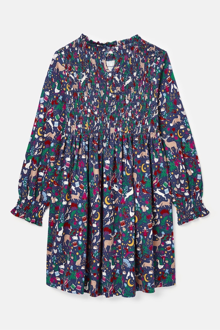 Joules Gracie Navy Printed Jersey Dress - Image 1 of 3