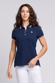 U.S. Polo Assn. Blue Regular Fit Womens Pique Polo Shirt - Image 4 of 8