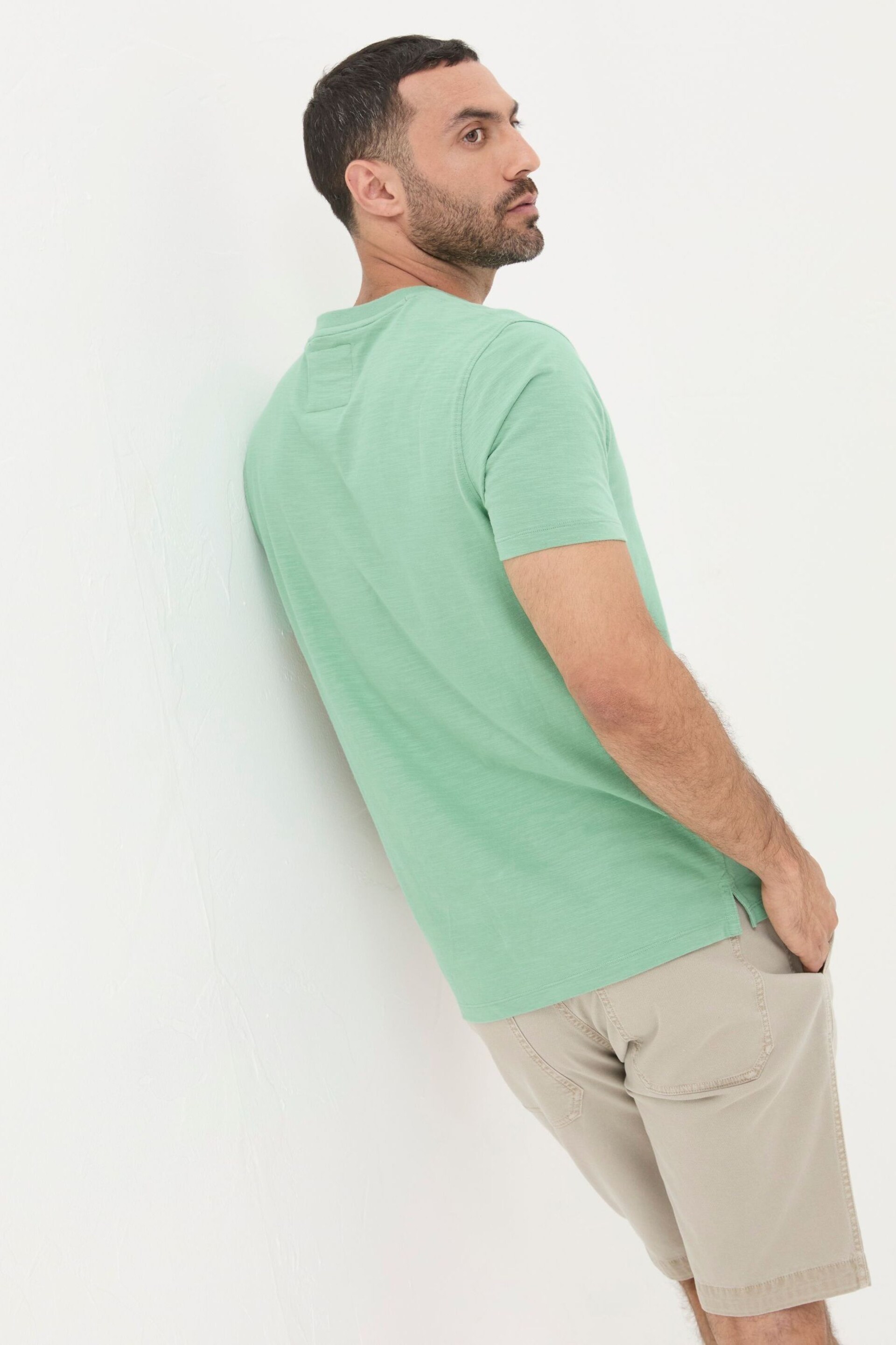 FatFace Green Woodside Slub Henley T-Shirt - Image 2 of 3