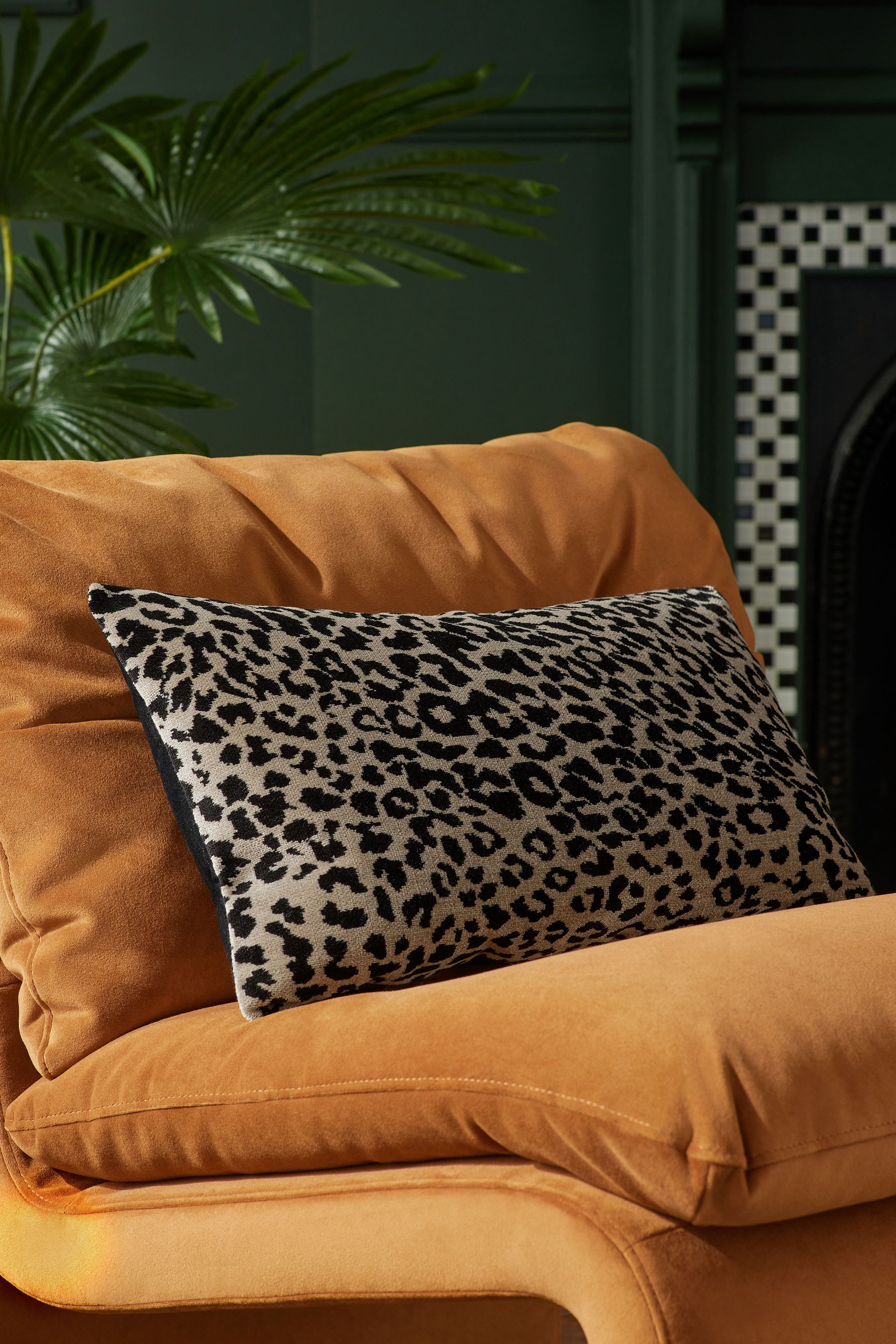 Black and white leopard print cushions sale
