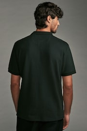 Olive Green Short Sleeve 100% Cotton Textured Polo Shirt - Image 2 of 8