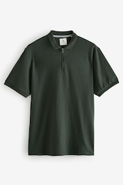 Olive Green Short Sleeve 100% Cotton Textured Polo Shirt - Image 6 of 8