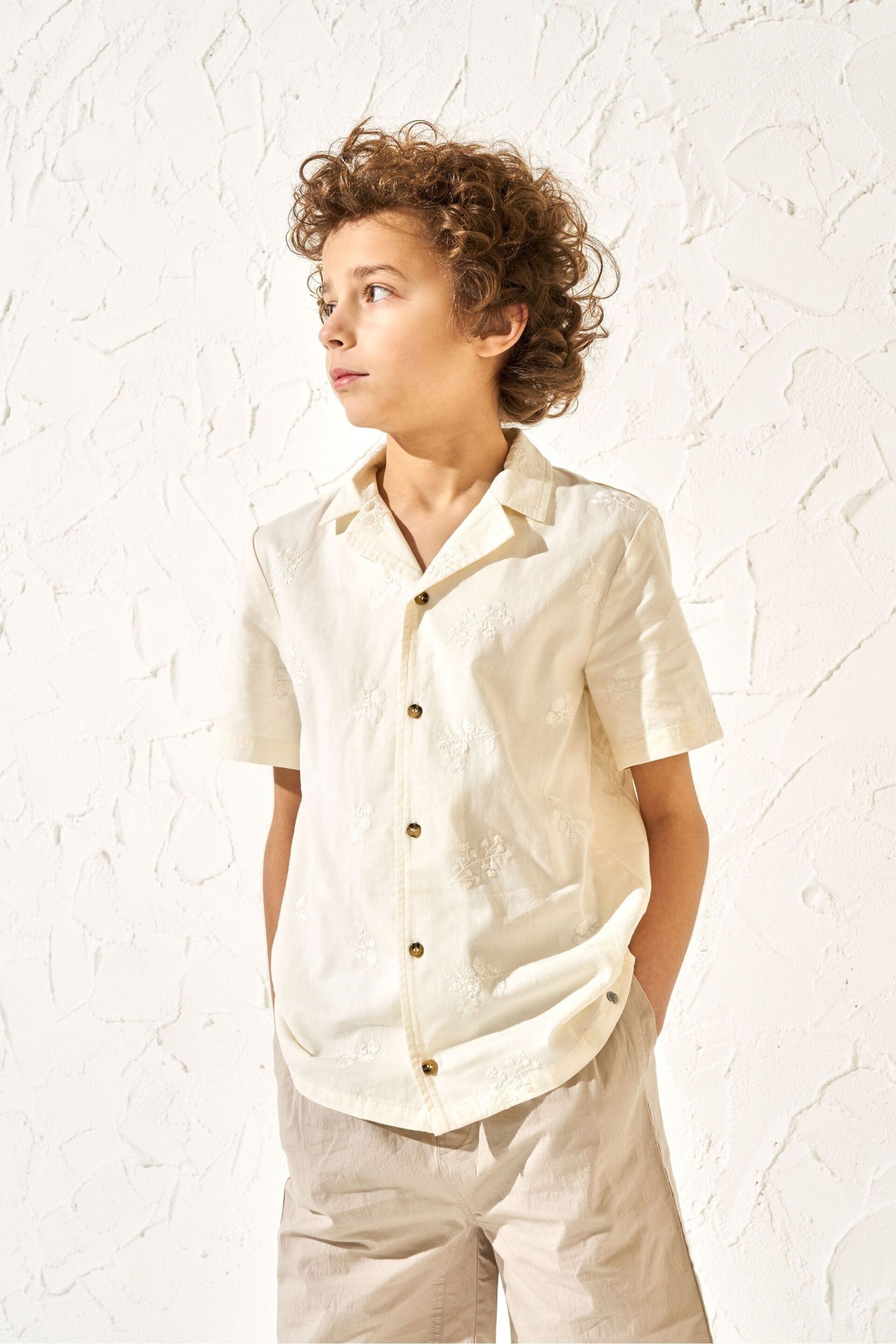 Angel & Rocket Cream Kit Floral Embroidered Shirt - Image 1 of 6