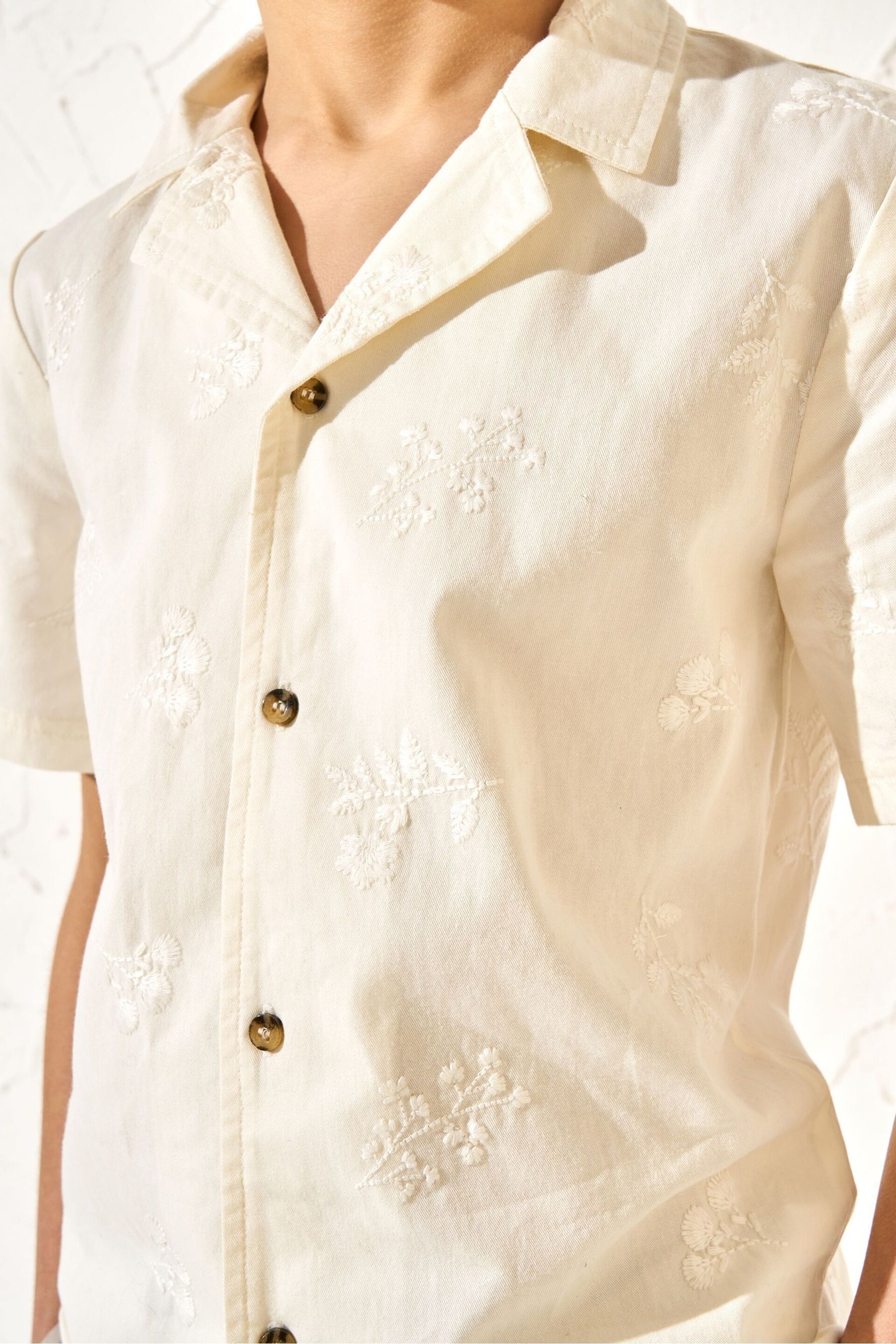 Angel & Rocket Cream Kit Floral Embroidered Shirt - Image 3 of 6