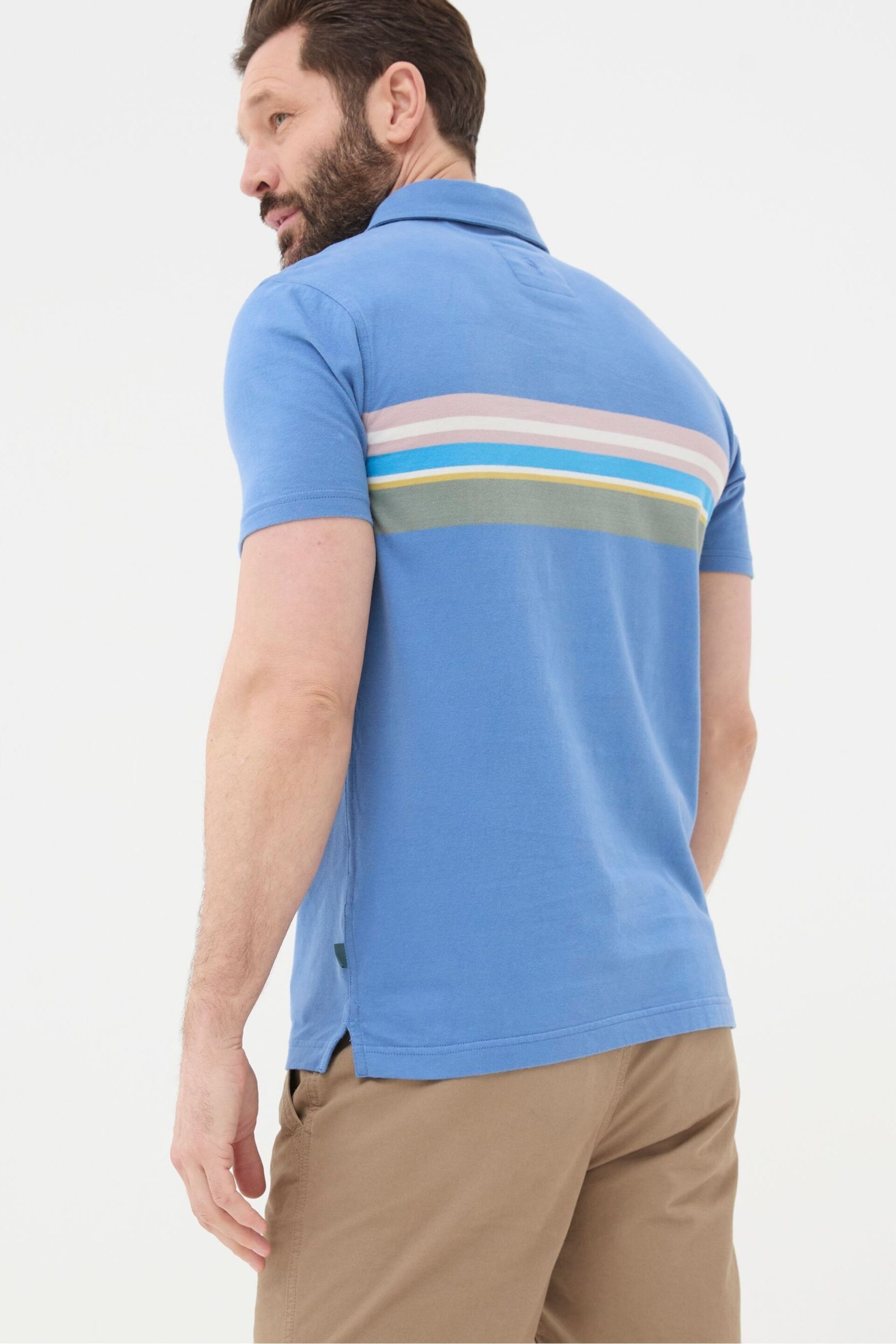 FatFace Blue Chest Stripe Polo Shirt - Image 2 of 5