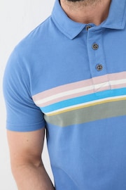 FatFace Blue Chest Stripe Polo Shirt - Image 4 of 5