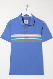 FatFace Blue Chest Stripe Polo Shirt - Image 5 of 5