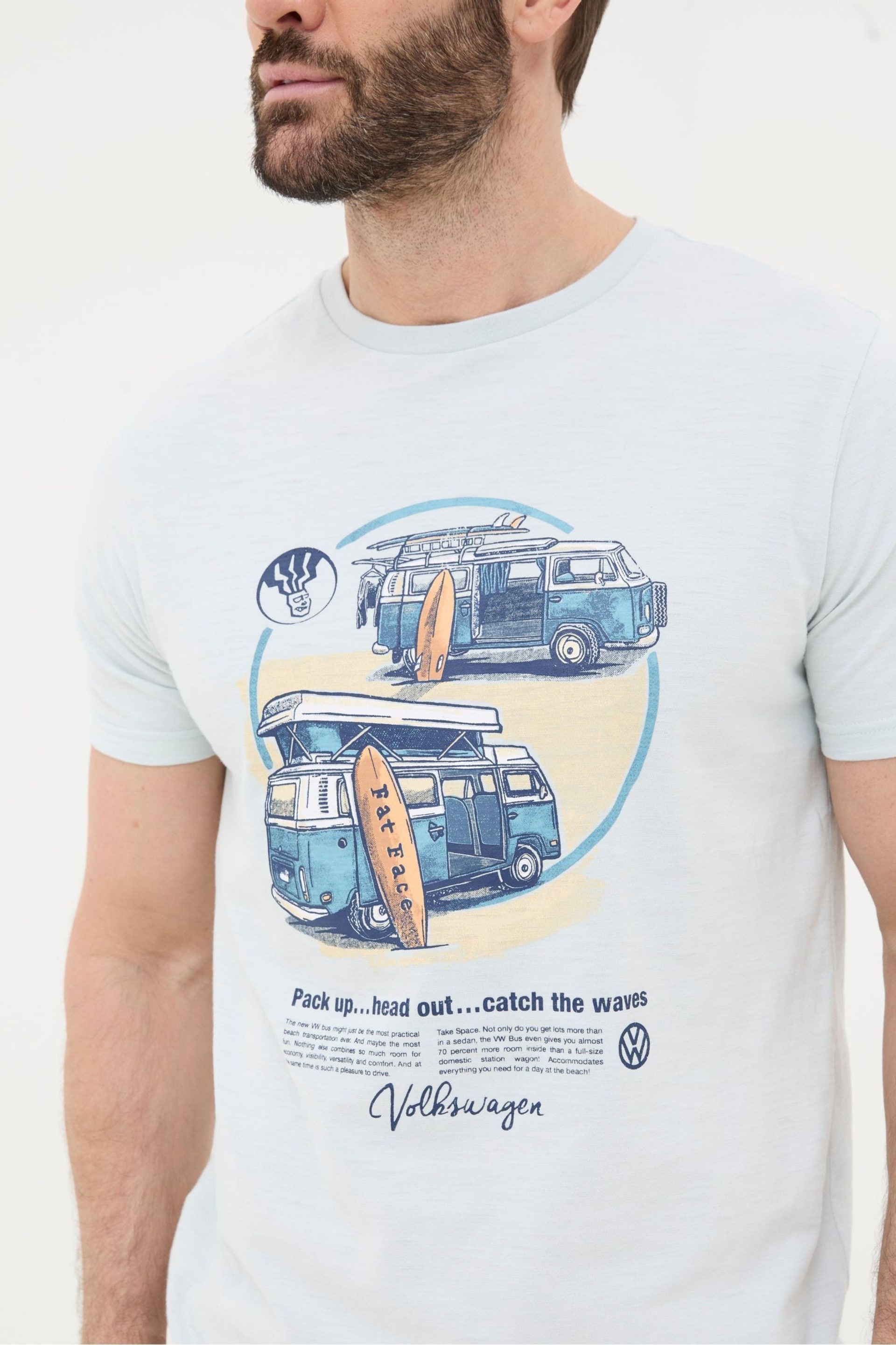 FatFace Blue VW Catch The Waves T-Shirt - Image 4 of 5