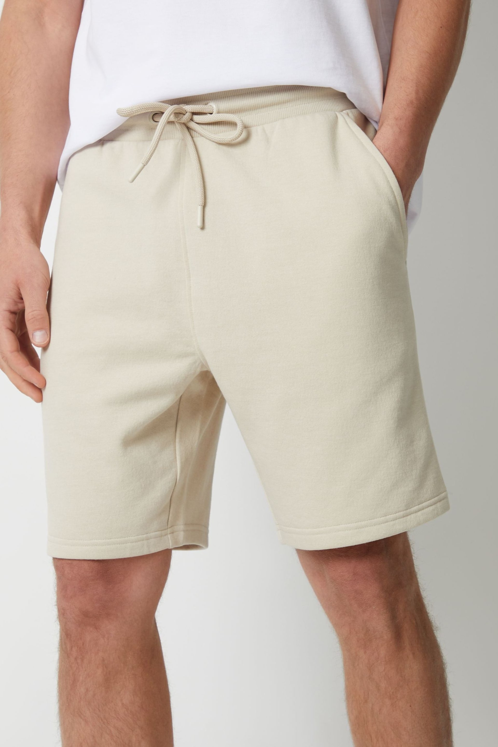 Threadbare Chalk Basic Fleece Shorts - Image 1 of 4