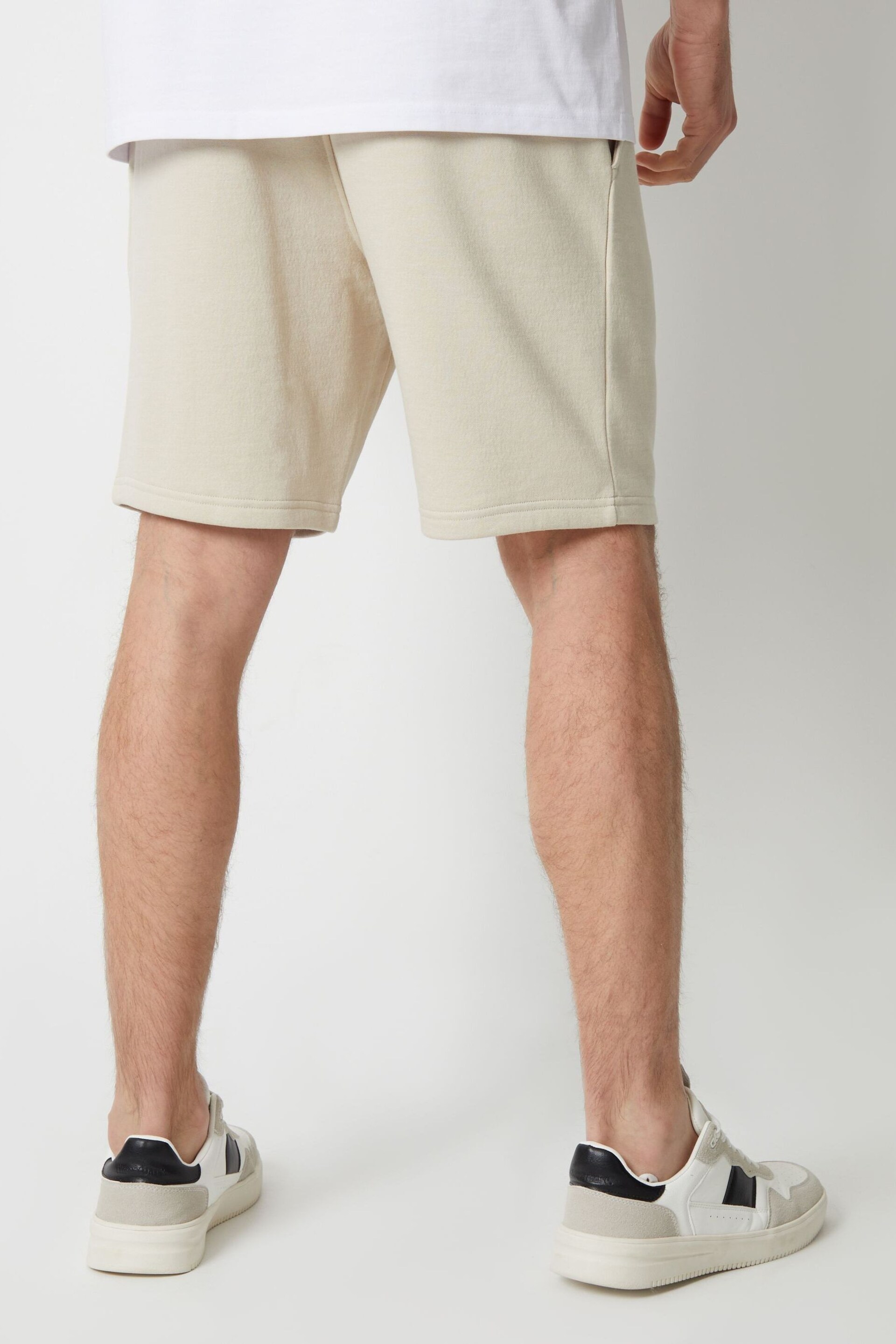 Threadbare Chalk Basic Fleece Shorts - Image 2 of 4