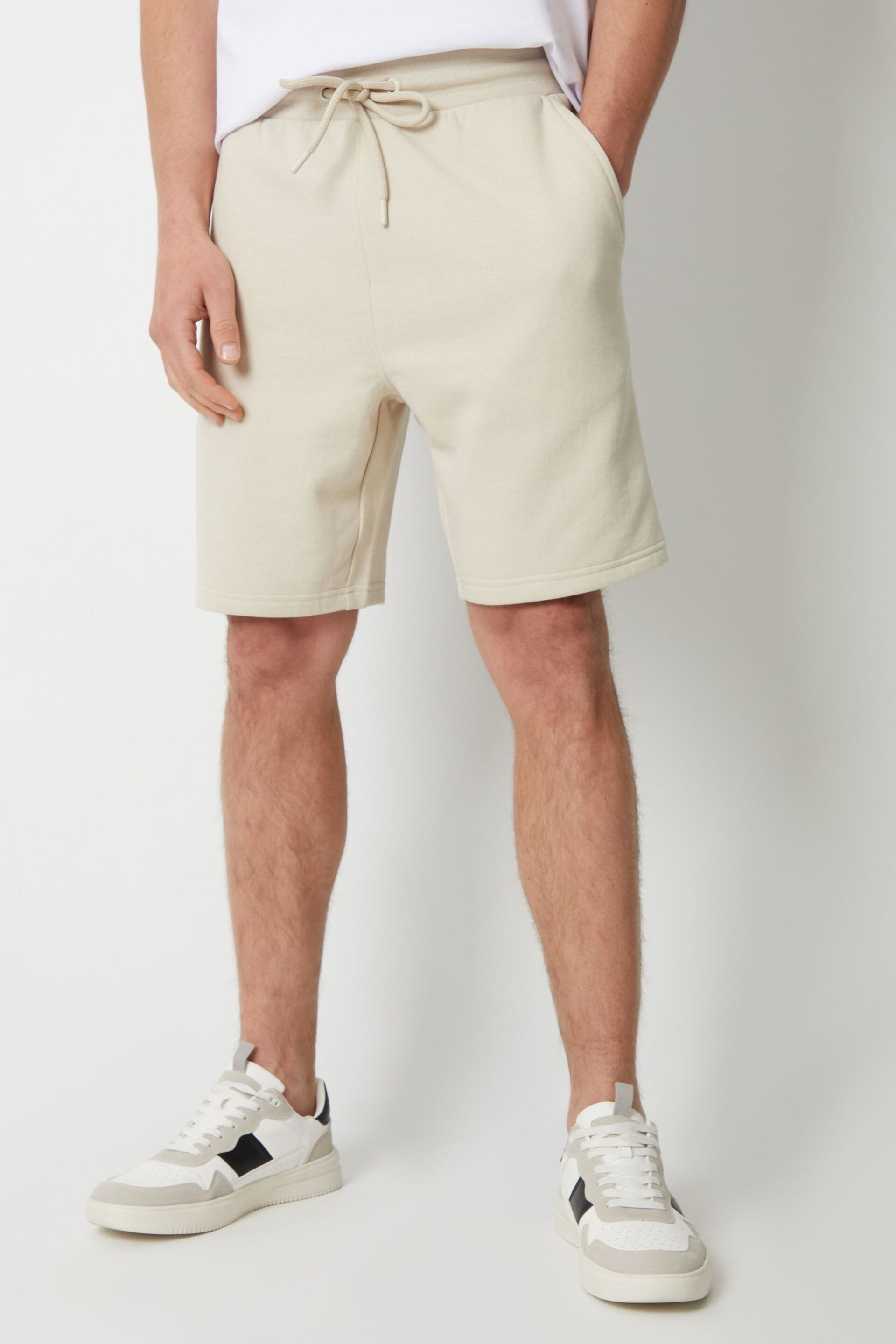 Threadbare Chalk Basic Fleece Shorts - Image 3 of 4