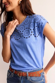 Boden Blue Sasha Broderie T-Shirt - Image 4 of 5