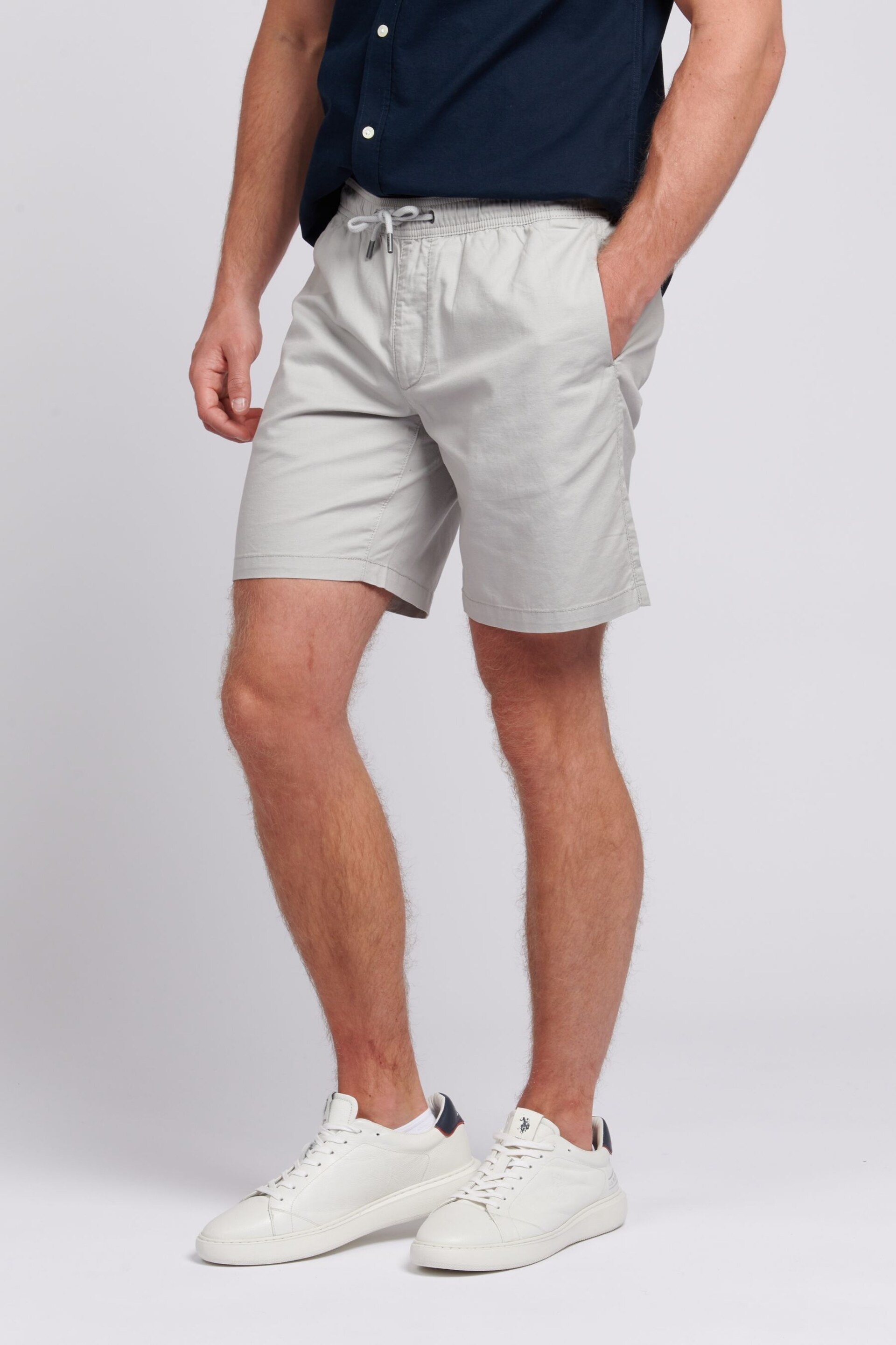 U.S. Polo Assn. Mens Grey Linen Blend Deck Shorts - Image 1 of 6