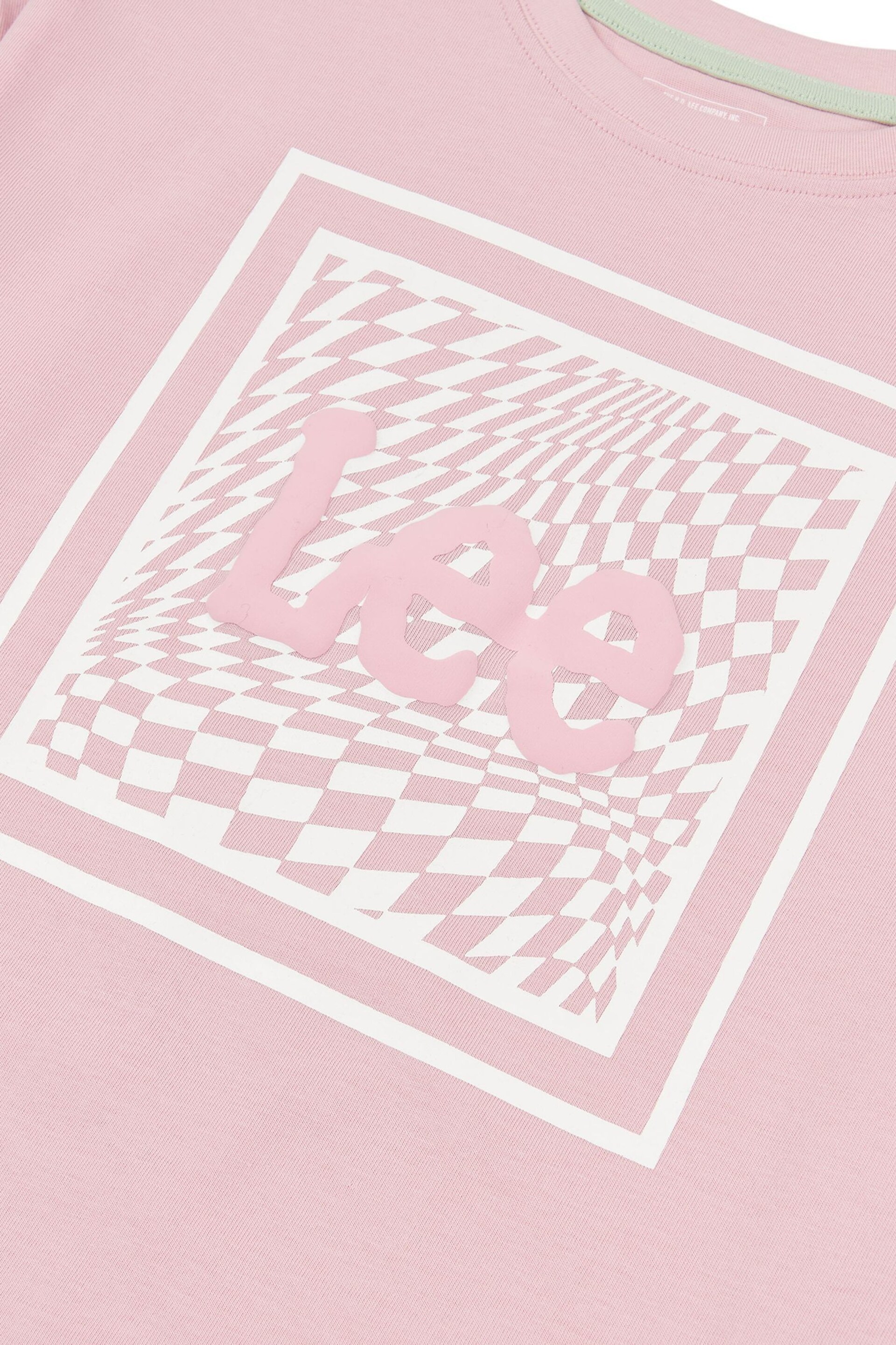 Lee Girls Pink Check Graphic Boxy Fit T-Shirt - Image 9 of 9