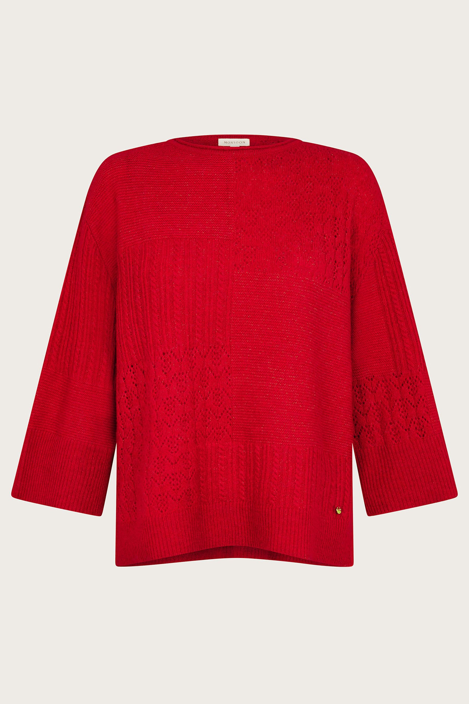 Buy Monsoon Red San Mixed Knit Jumper from Next Oman